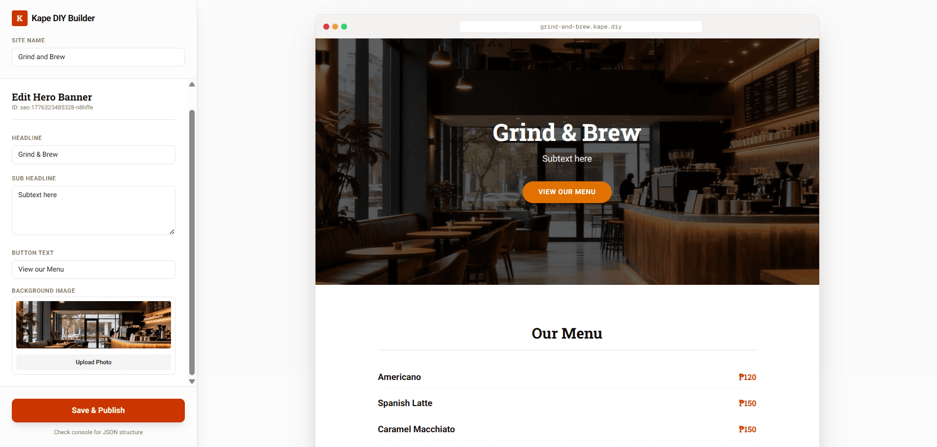 Desktop website preview